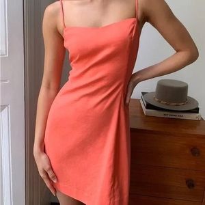 Aritzia linen blend coral mini dress